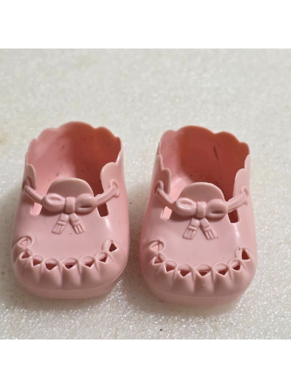 Pleasant Company Bitty Baby Pink Plastic Shoes Bow Vintage American Girl Doll